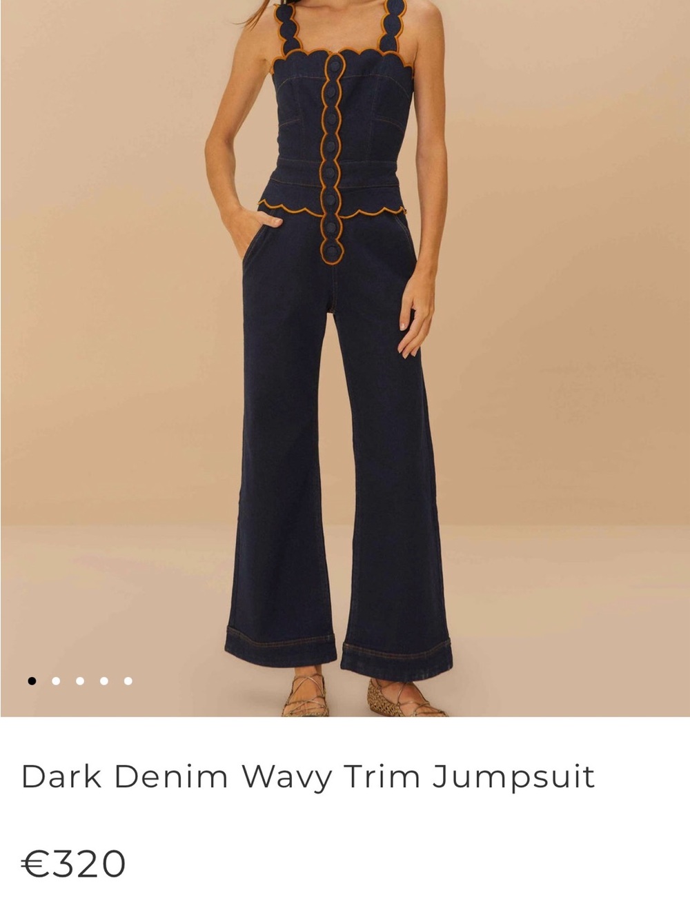 NWT FARM Rio Dark Denim Wavy Trim Jumpsuit - Picture 3 of 15